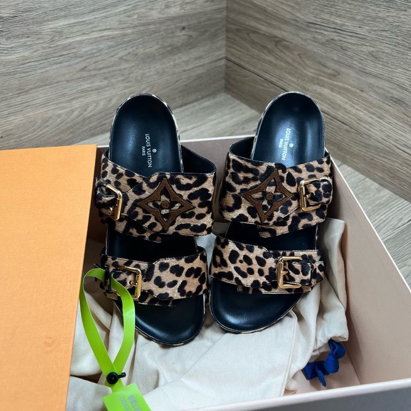 Louis Vuitton Louis Vuitton Bom Dia Leopard Print Slide Sandals 0079 Size US 6 / IT 36 - 2 Thumbnail