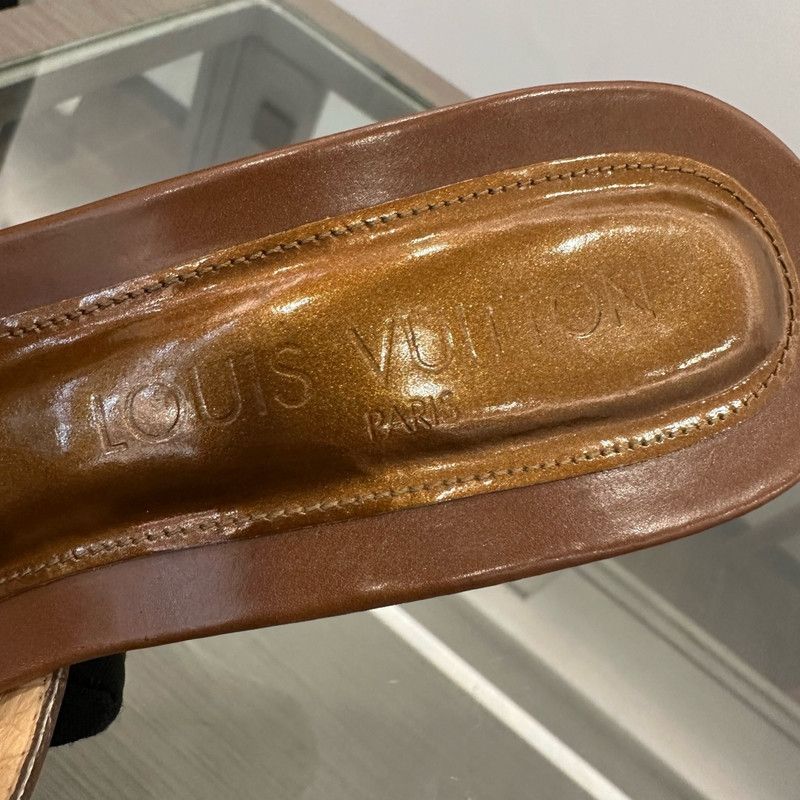 Louis Vuitton Louis Vuitton Brown High Heel Slide Sandals 0079 Size US 8 / IT 38 - 7 Thumbnail