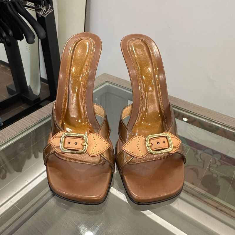 Louis Vuitton Louis Vuitton Brown High Heel Slide Sandals 0079 Size US 8 / IT 38 - 2 Thumbnail