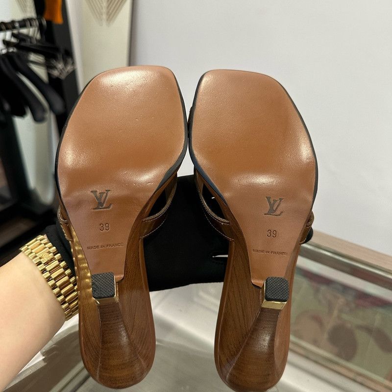 Louis Vuitton Louis Vuitton Brown High Heel Slide Sandals 0079 Size US 8 / IT 38 - 5 Thumbnail