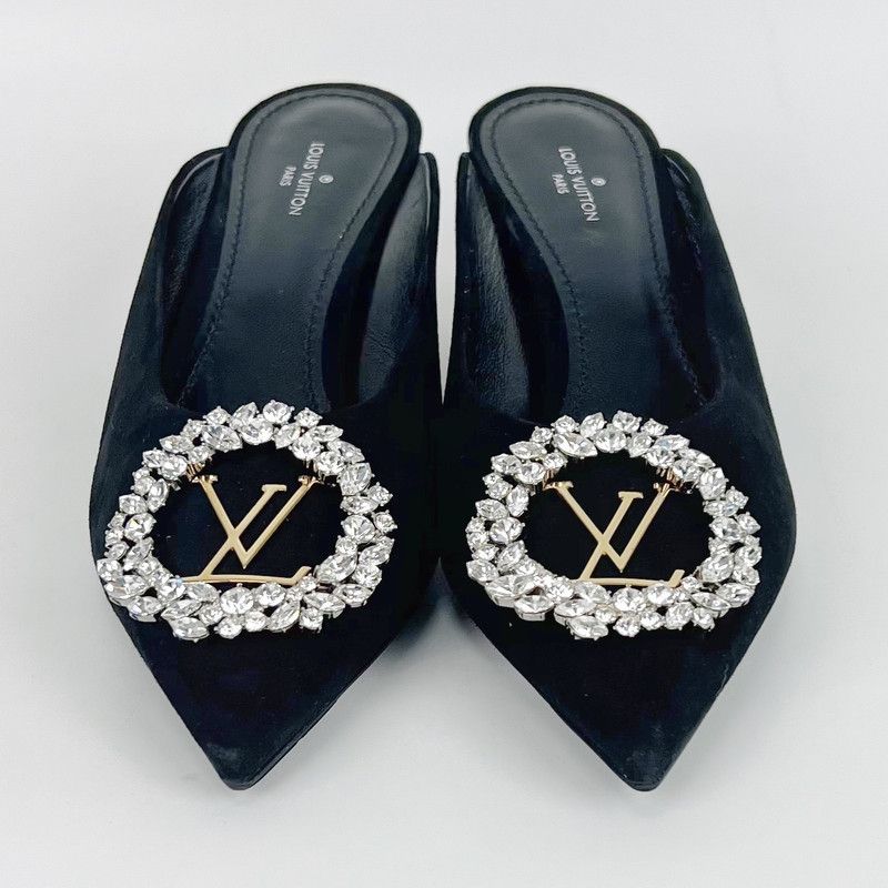 Louis Vuitton Louis Vuitton Madeleine Elegant Black Heeled Slippers 0079 Size US 6 / IT 36 - 2 Thumbnail