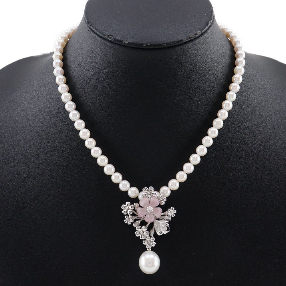 Other Other 2WAY Flower Pearl Silver Necklace Metal Necklace DUTY FREE for USA Size ONE SIZE - 2 Thumbnail