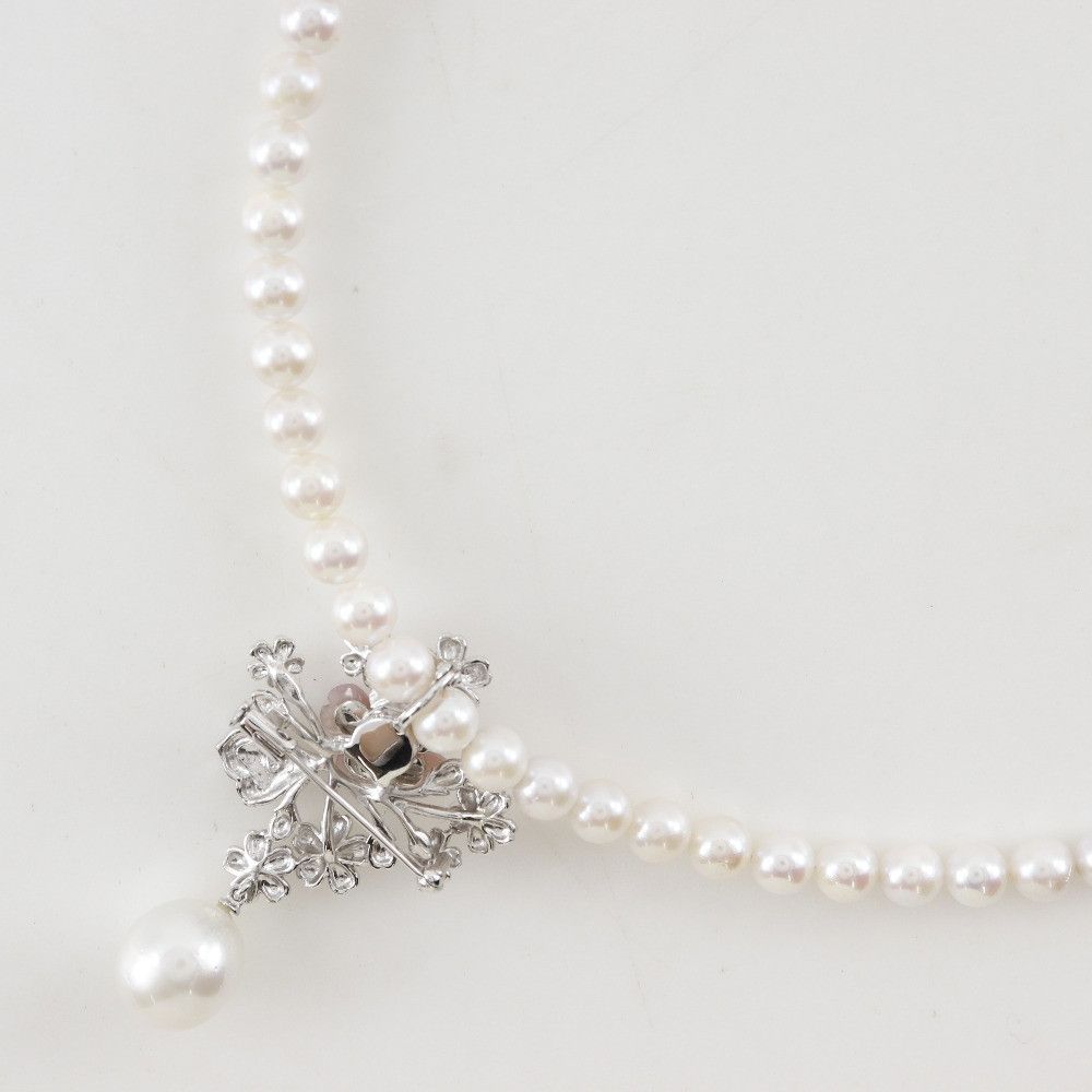 Other Other 2WAY Flower Pearl Silver Necklace Metal Necklace DUTY FREE for USA Size ONE SIZE - 3 Thumbnail