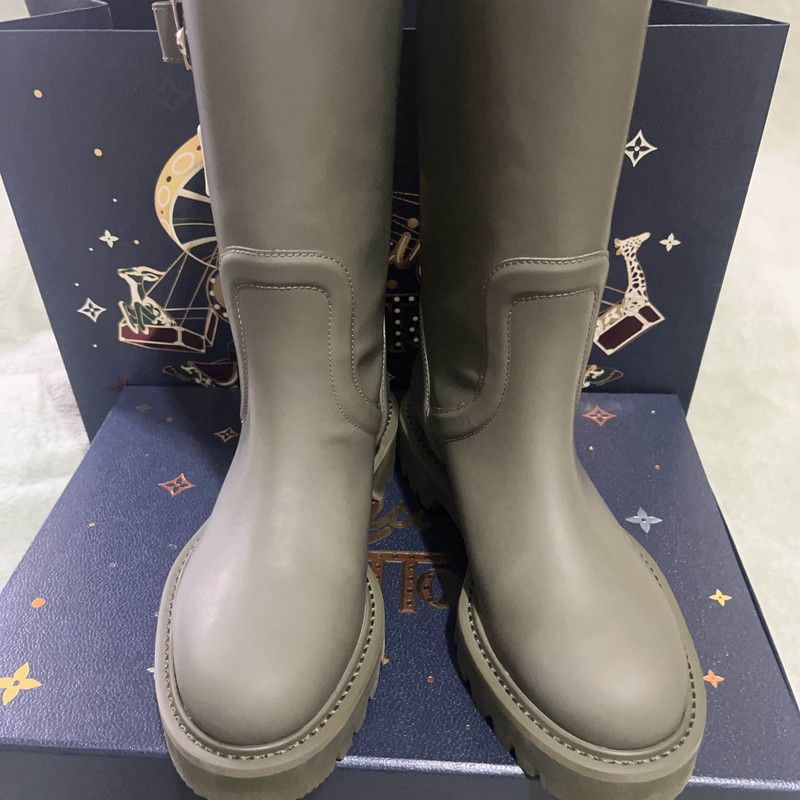 Louis Vuitton Louis Vuitton Khaki Green High Top Leather Boots 0079 Size US 5 / IT 35 - 10 Thumbnail