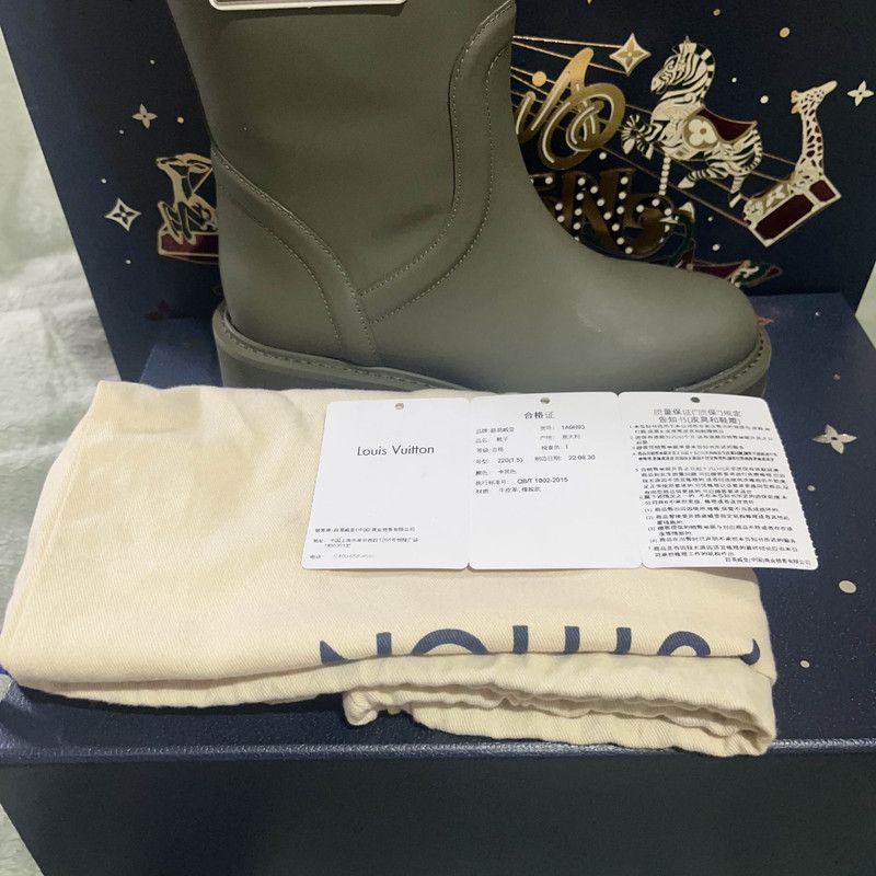 Louis Vuitton Louis Vuitton Khaki Green High Top Leather Boots 0079 Size US 5 / IT 35 - 8 Thumbnail