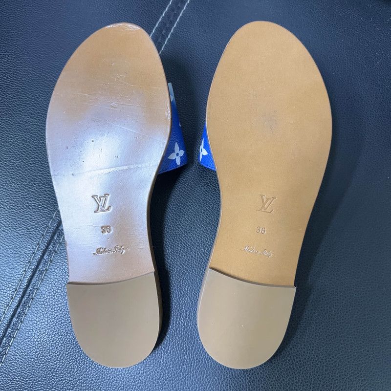 Louis Vuitton Louis Vuitton Lock It Blue Slide Sandals for Women 0079 Size US 6 / IT 36 - 4 Thumbnail
