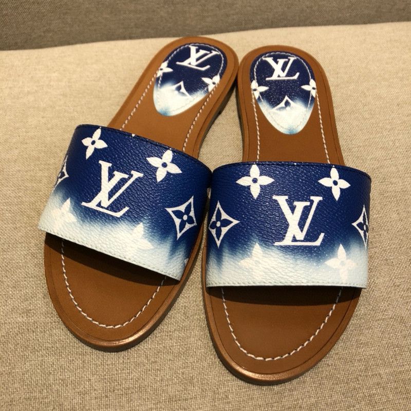 Louis Vuitton Louis Vuitton Lock It Blue Slide Sandals for Women 0079 Size US 6 / IT 36 - 8 Thumbnail
