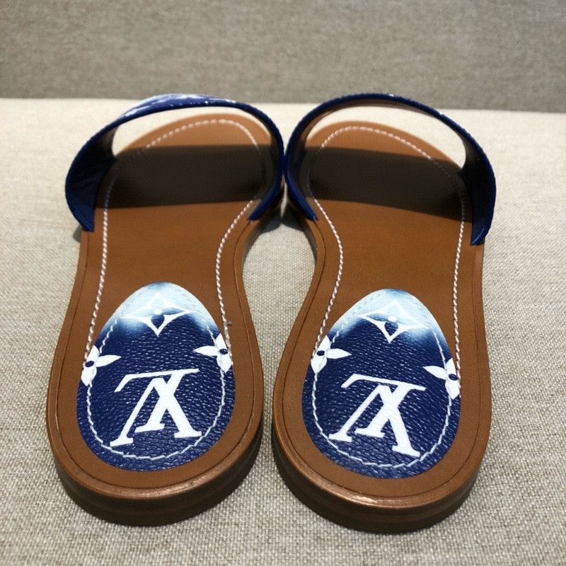 Louis Vuitton Louis Vuitton Lock It Blue Slide Sandals for Women 0079 Size US 6 / IT 36 - 3 Thumbnail