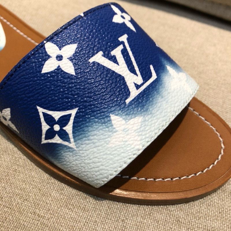 Louis Vuitton Louis Vuitton Lock It Blue Slide Sandals for Women 0079 Size US 6 / IT 36 - 7 Thumbnail