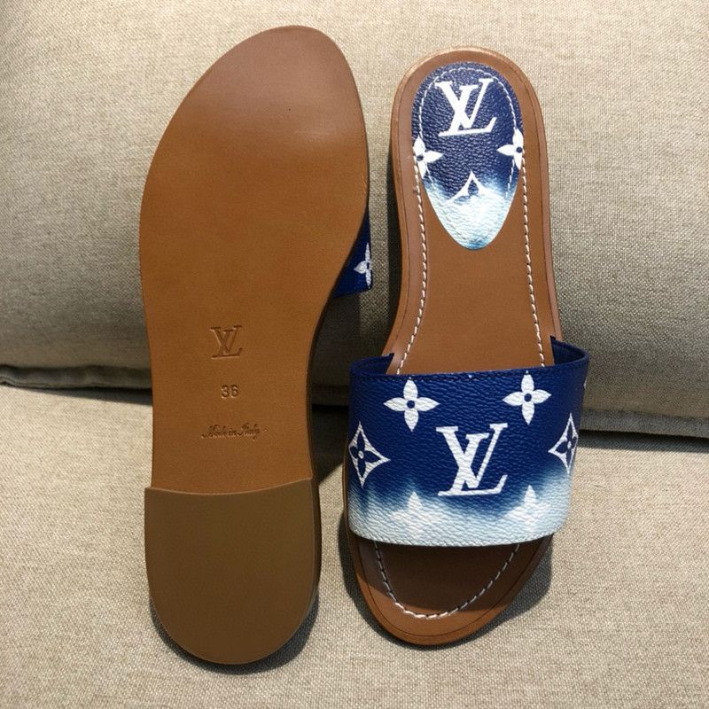 Louis Vuitton Louis Vuitton Lock It Blue Slide Sandals for Women 0079 Size US 6 / IT 36 - 5 Thumbnail
