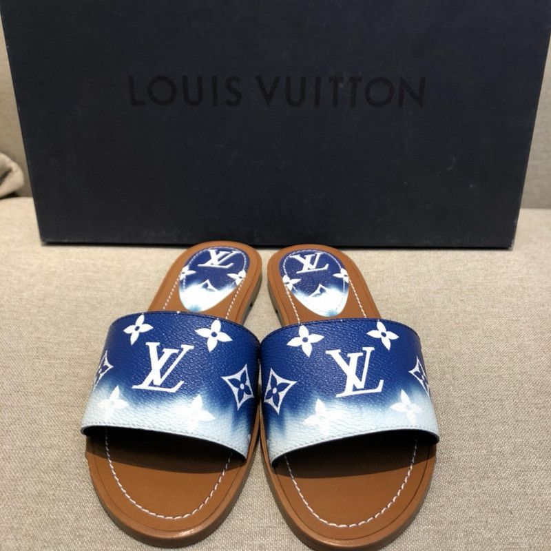 Louis Vuitton Louis Vuitton Lock It Blue Slide Sandals for Women 0079 Size US 6 / IT 36 - 2 Thumbnail