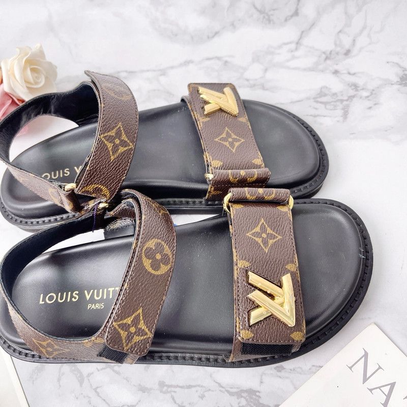 Louis Vuitton Louis Vuitton Sunset Brown Leather Sandals 0079 Size US 6 / IT 36 - 5 Thumbnail