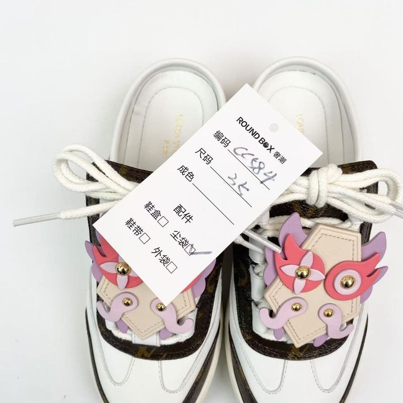 Louis Vuitton Louis Vuitton White Floral Design Slide Sandals 0079 Size US 5 / IT 35 - 9 Thumbnail