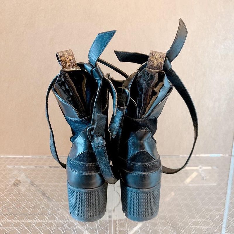 Louis Vuitton Louis Vuitton Black Platform Lace-Up Ankle Boots 0079 Size US 4 / IT 34 - 3 Thumbnail
