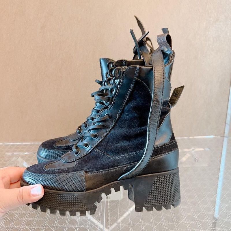 Louis Vuitton Louis Vuitton Black Platform Lace-Up Ankle Boots 0079 Size US 4 / IT 34 - 6 Thumbnail