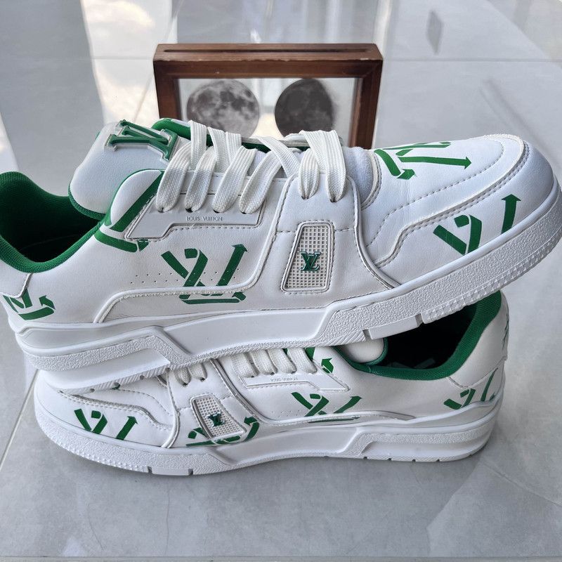 Louis Vuitton Louis Vuitton White and Green Casual Sneakers 0079 Size US 11 / IT 41 - 9 Thumbnail