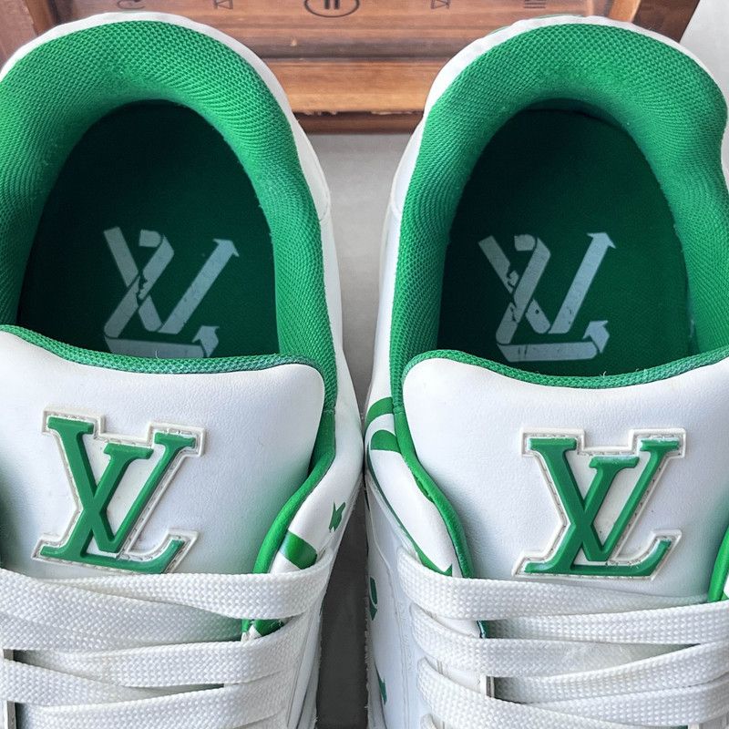 Louis Vuitton Louis Vuitton White and Green Casual Sneakers 0079 Size US 11 / IT 41 - 10 Thumbnail