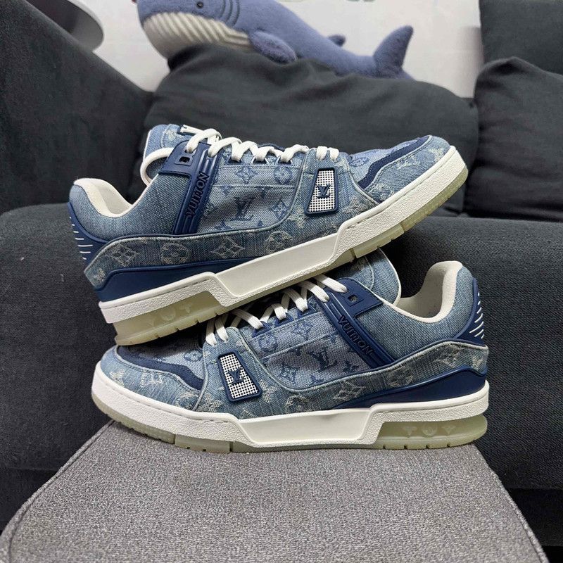 Louis Vuitton Louis Vuitton Blue Denim Low-top Fashion Sneakers 0079 Size US 10 / IT 40 - 6 Thumbnail
