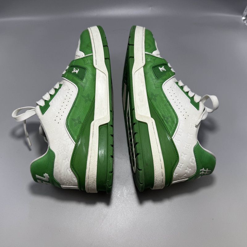 Louis Vuitton LOUIS VUITTON Leather Green Low-Top Fashion Sneakers 0079 Size US 9 / IT 39 - 7 Thumbnail