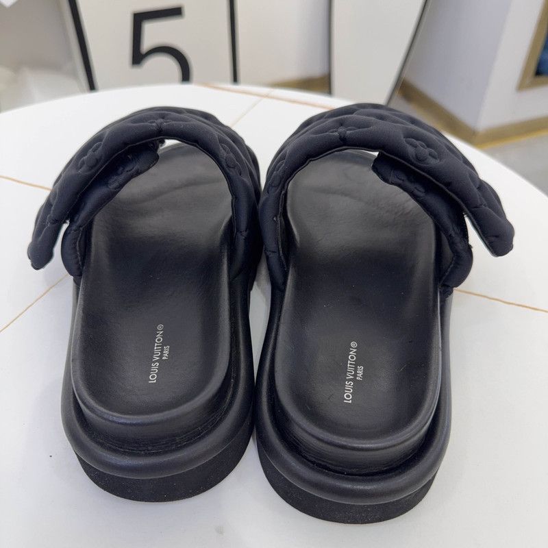 Louis Vuitton Louis Vuitton Black Embossed Slide Sandals 0079 Size US 6 / IT 36 - 3 Thumbnail