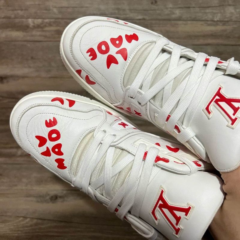 Louis Vuitton Nigo x Louis Vuitton White Red Trainer Sneakers 0079 Size US 10 / IT 40 - 8 Thumbnail