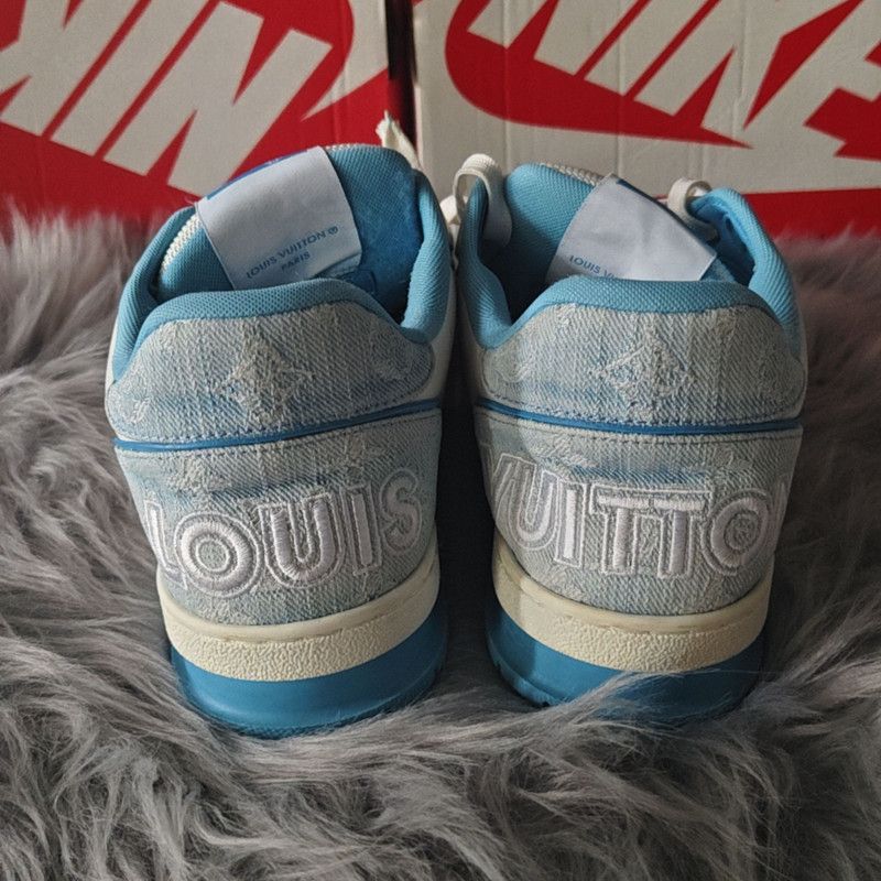 Louis Vuitton Louis Vuitton Blue and White Low-Top Trainer 0079 Size US 9 / IT 39 - 3 Thumbnail
