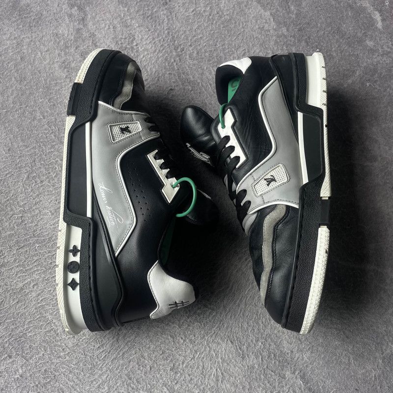 Louis Vuitton Louis Vuitton Trainer Black Leather Low Sneakers 0079 Size US 11 / IT 41 - 9 Thumbnail