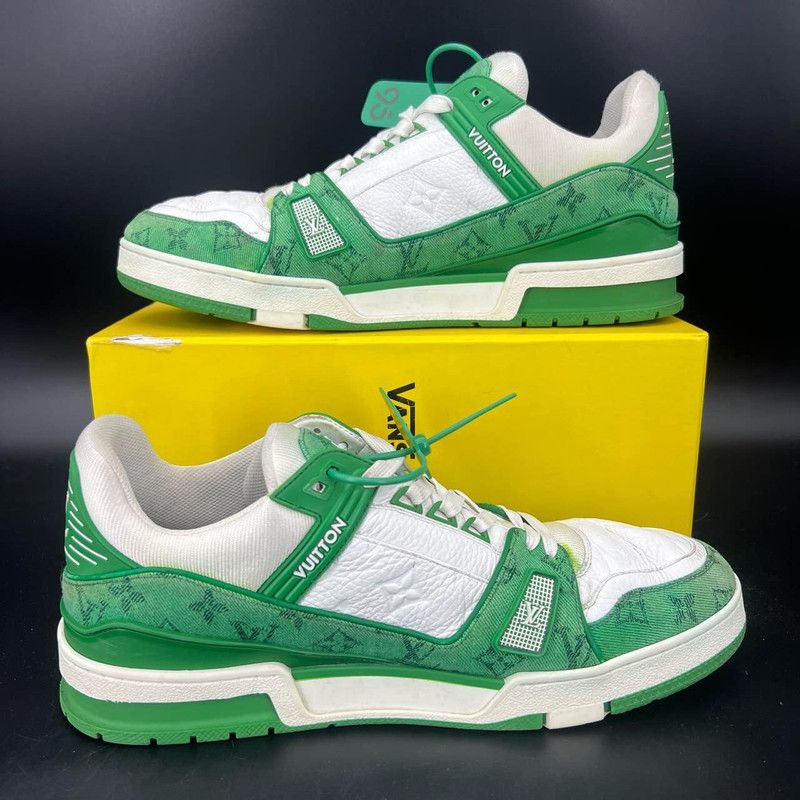 Louis Vuitton Louis Vuitton Green and White Casual Sneakers 0079 Size US 11 / IT 41 - 7 Thumbnail