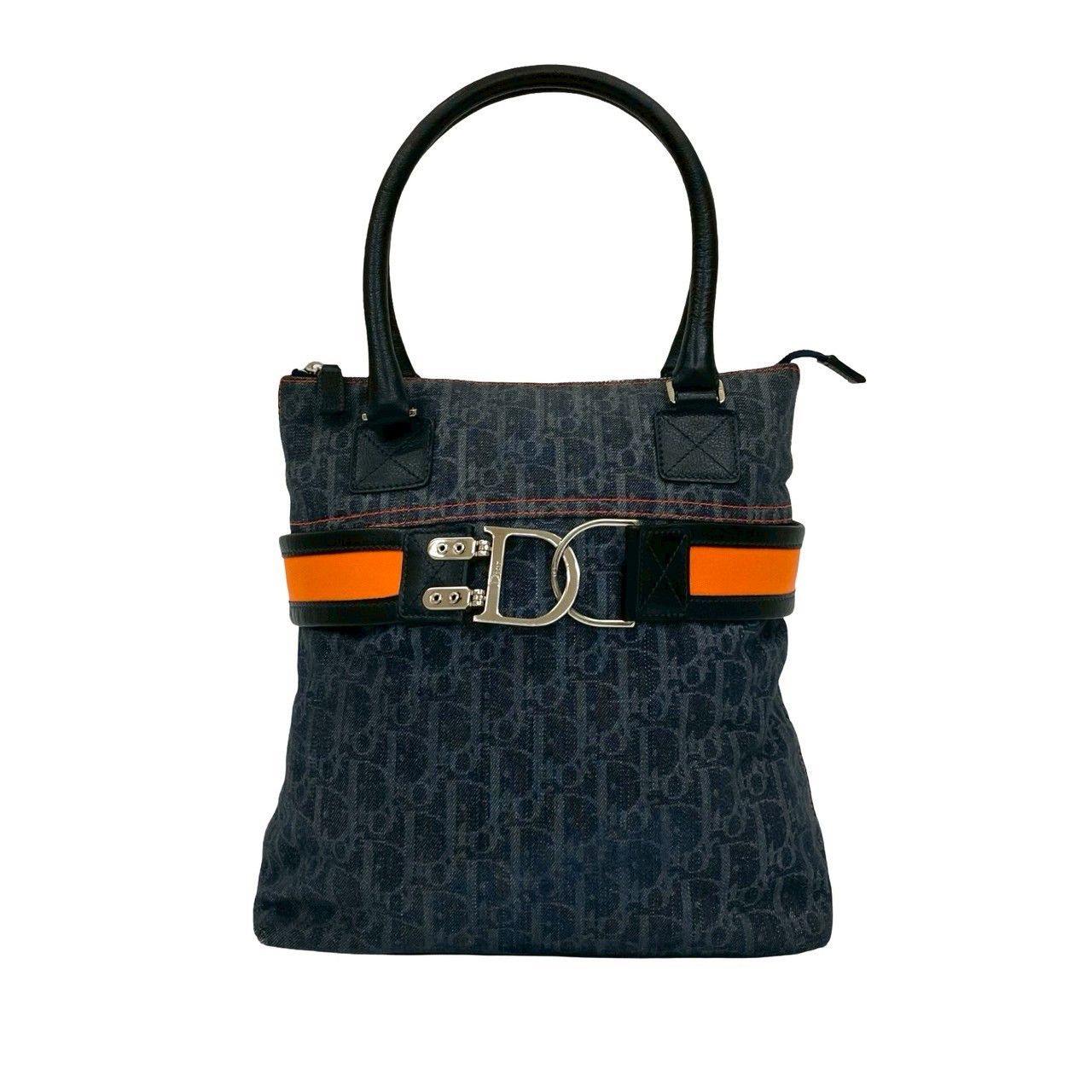Dior Dior Christian Dior Flight Trotter Denim Leather Handbag Denim Tote Bag 05339 Size ONE SIZE - 2 Thumbnail