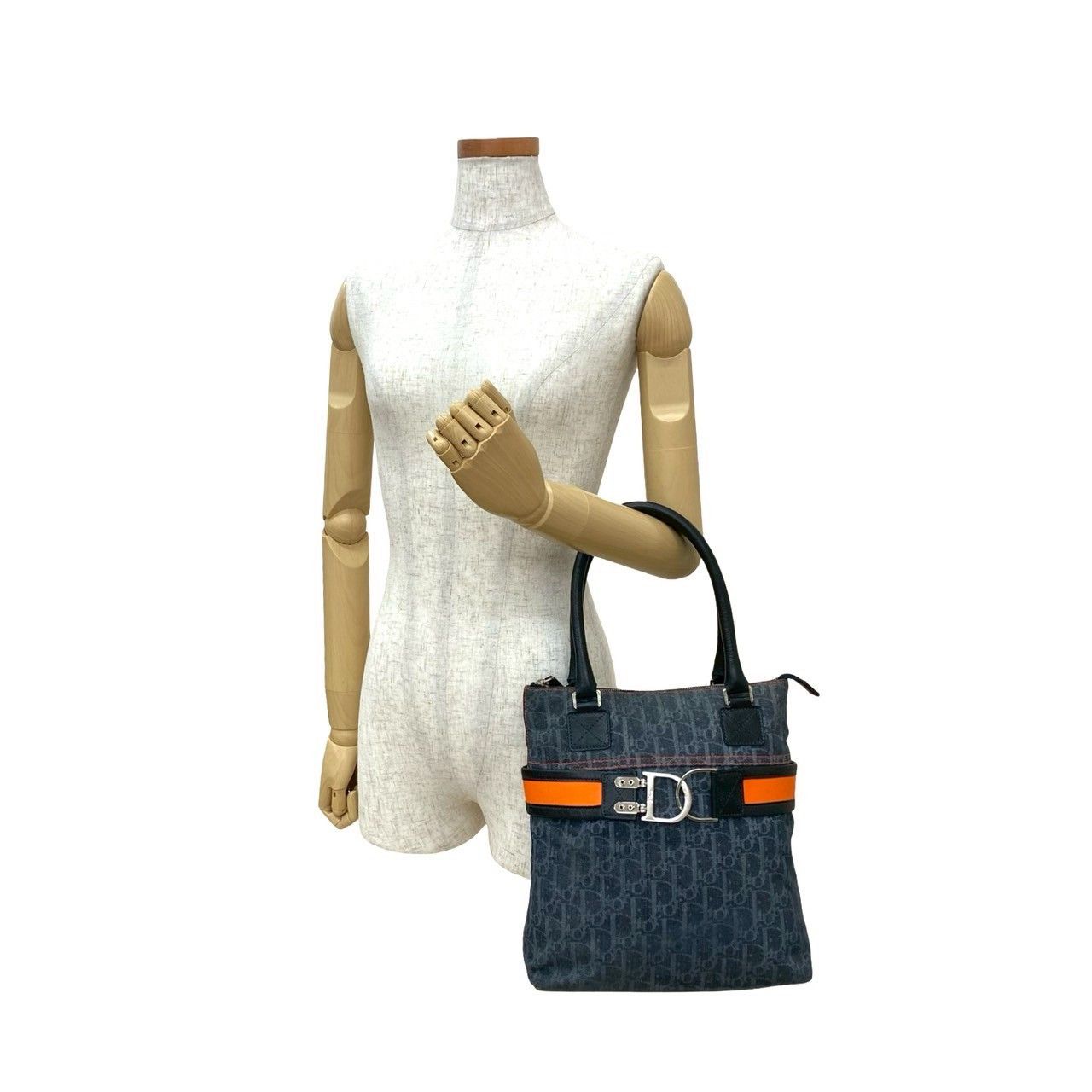 Dior Dior Christian Dior Flight Trotter Denim Leather Handbag Denim Tote Bag 05339 Size ONE SIZE - 3 Thumbnail