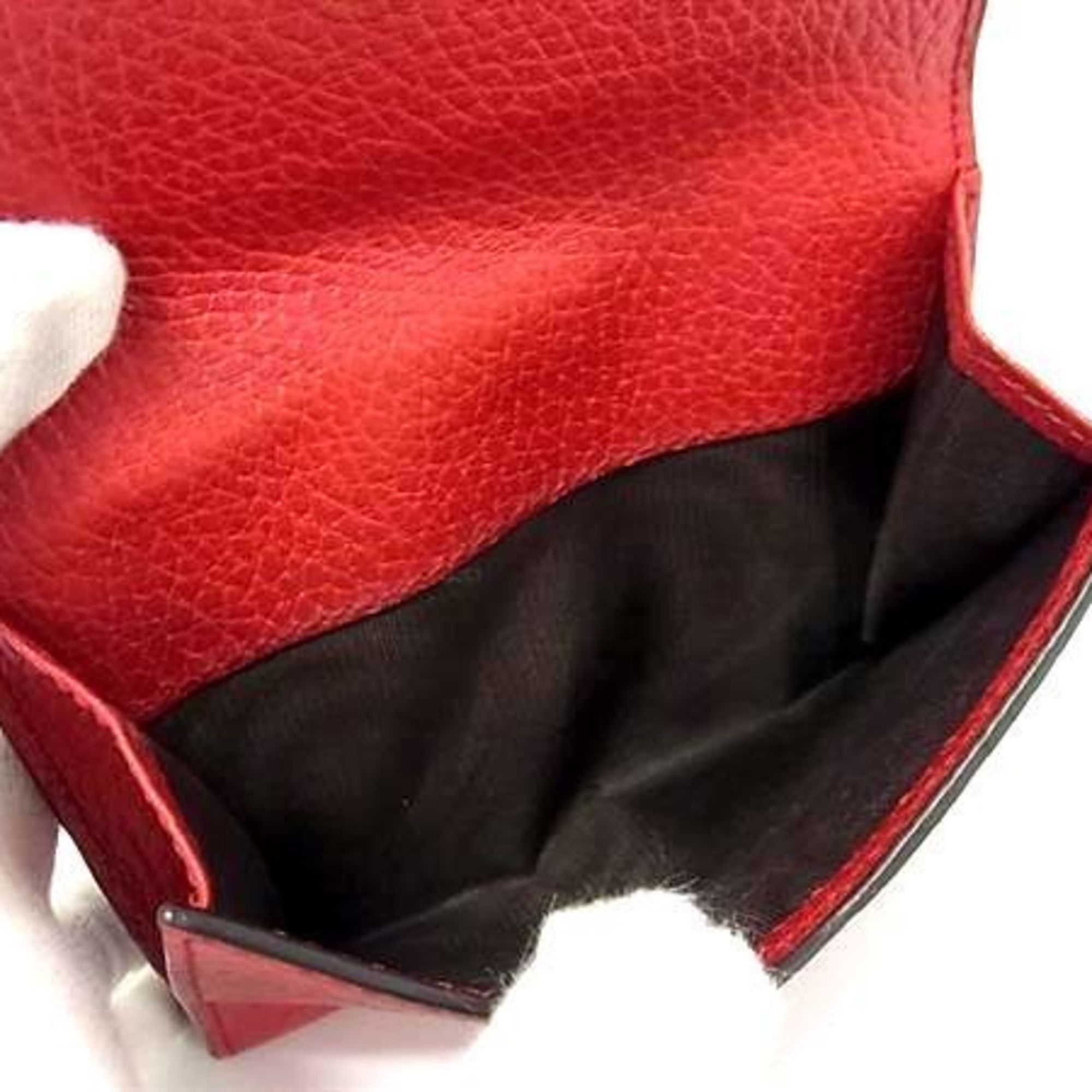 Gucci GUCCI Interlocking G W Bifold Wallet 449405 Red Leather Women's Size ONE SIZE - 5 Thumbnail