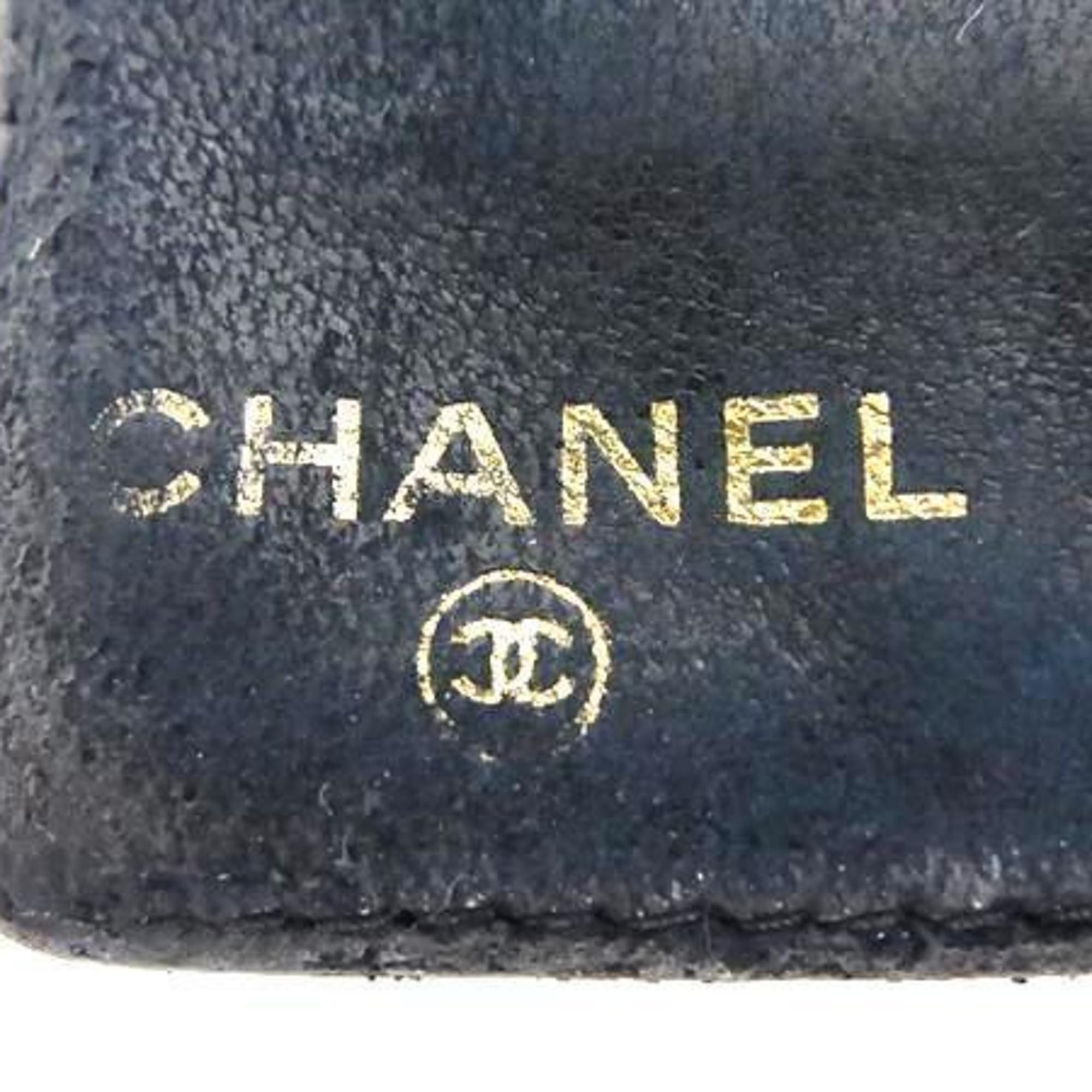CHANEL Coco Mark Long Wallet A13498 Black Caviar Leather Women's Bifold