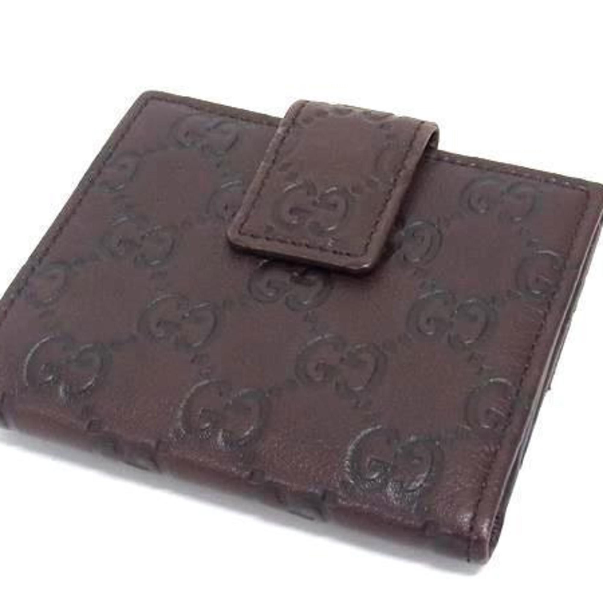 Gucci GUCCI Guccissima Bifold Wallet 112716 1147 Brown Leather Women's Size ONE SIZE - 2 Thumbnail