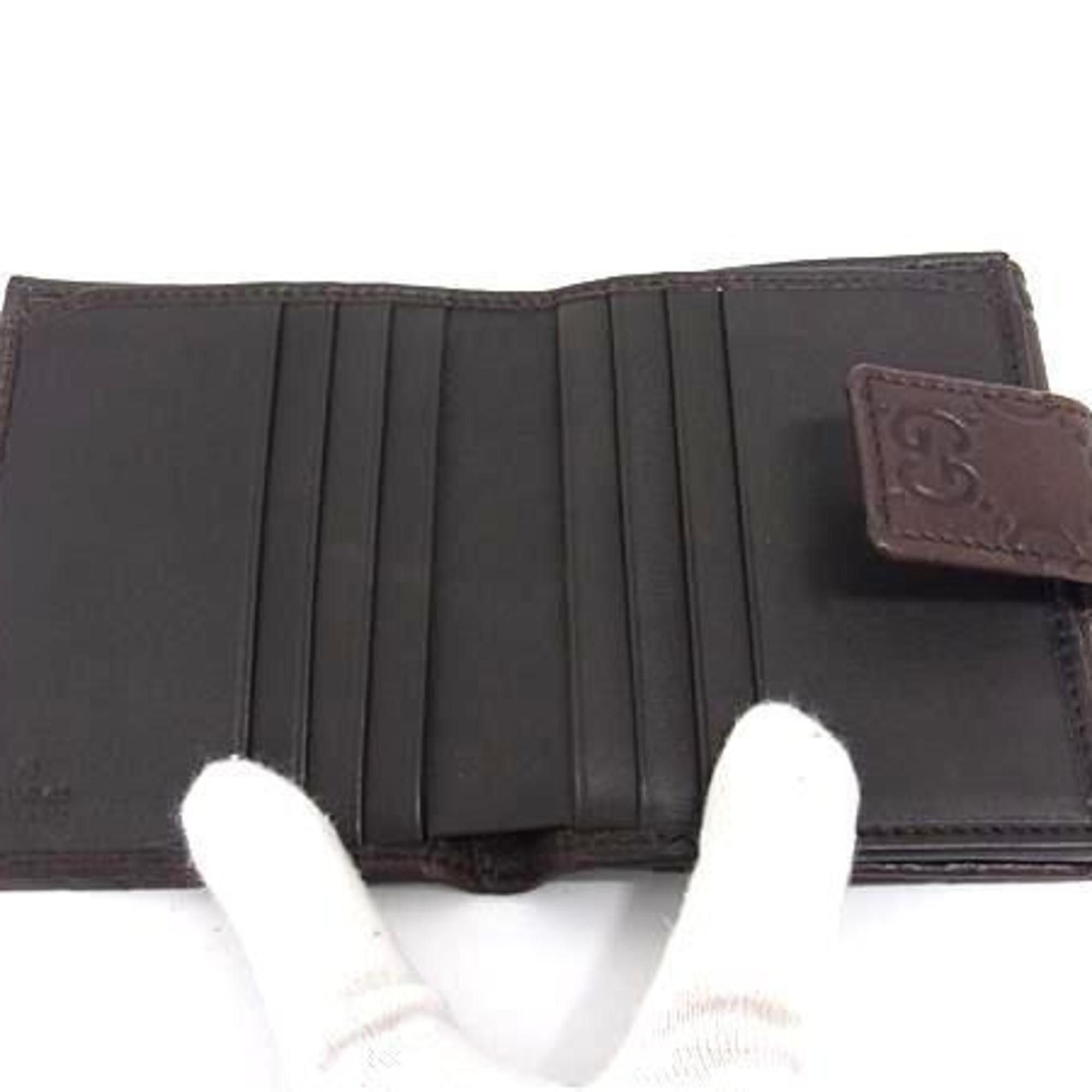 Gucci GUCCI Guccissima Bifold Wallet 112716 1147 Brown Leather Women's Size ONE SIZE - 3 Thumbnail