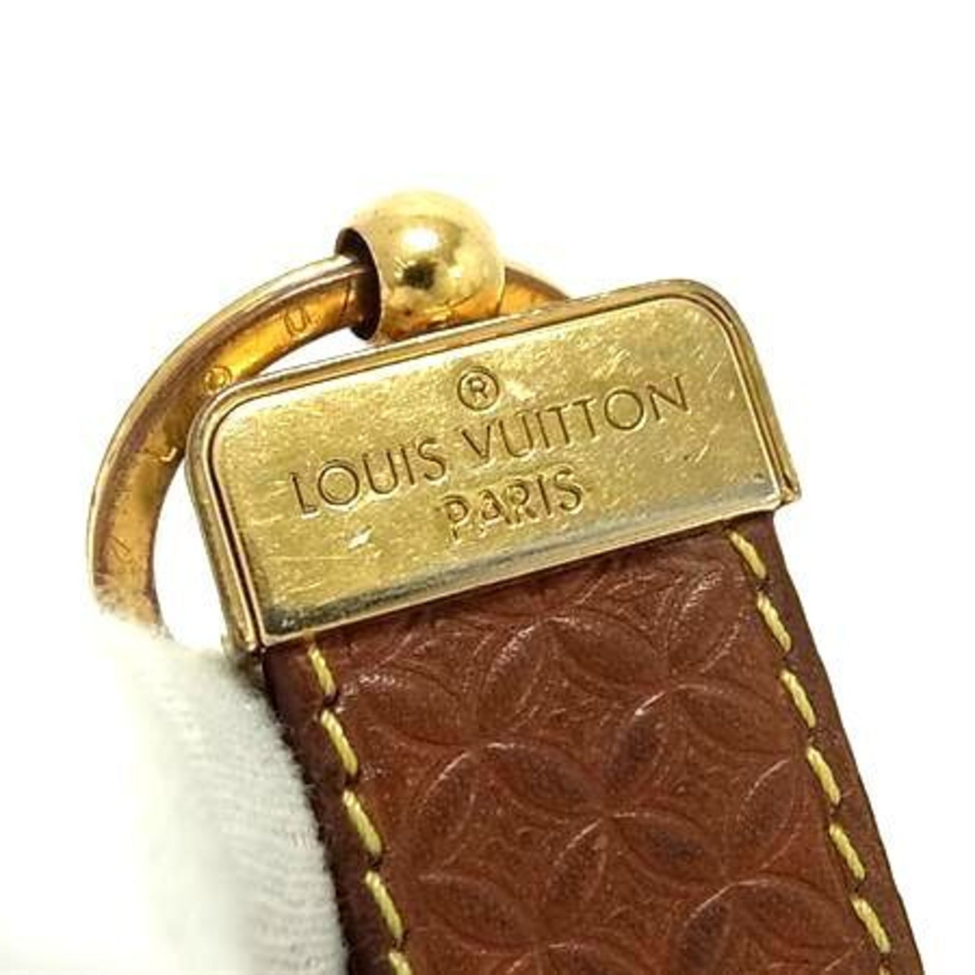 Louis Vuitton LOUIS VUITTON Monogram Porte-Clés Dragonne Keychain M66785 Brown Leather Flower Pattern for Men and Women Size ONE SIZE - 3 Thumbnail