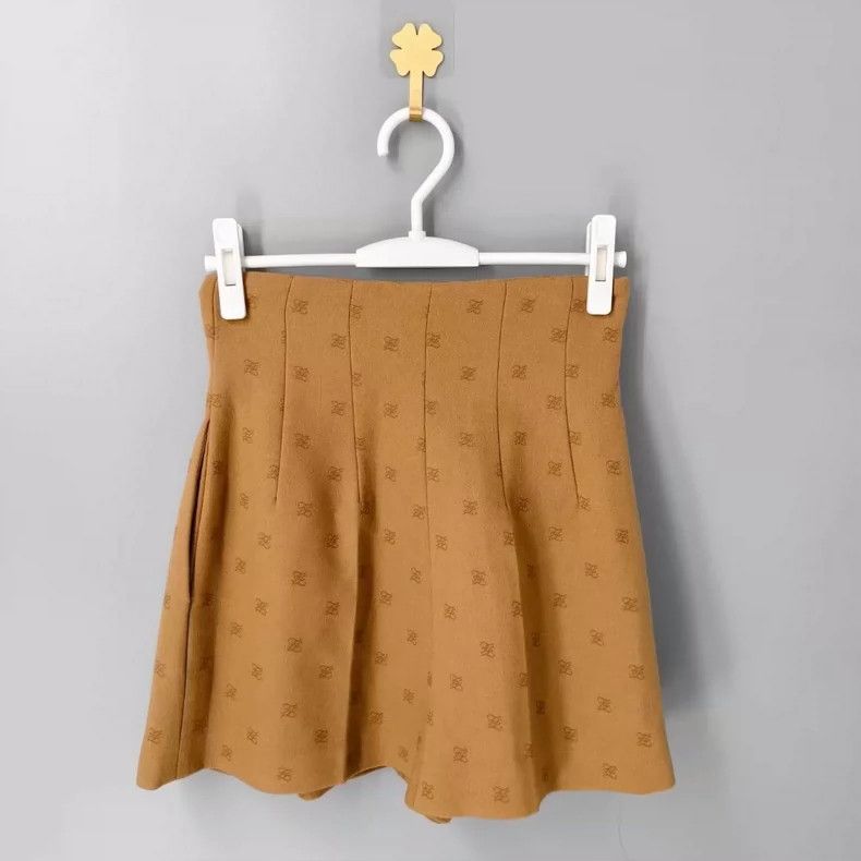 Fendi Fendi Camel High-Waisted Wool Shorts Size 36" / US 14 / IT 50 - 2 Thumbnail