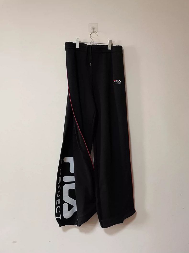 Y/Project Y/PROJECT FILA Black Wide-Leg Sweatpants Size US 32 / EU 48 - 3 Thumbnail
