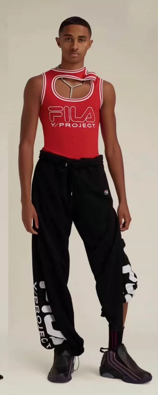 Y/Project Y/PROJECT FILA Black Wide-Leg Sweatpants Size US 32 / EU 48 - 6 Thumbnail