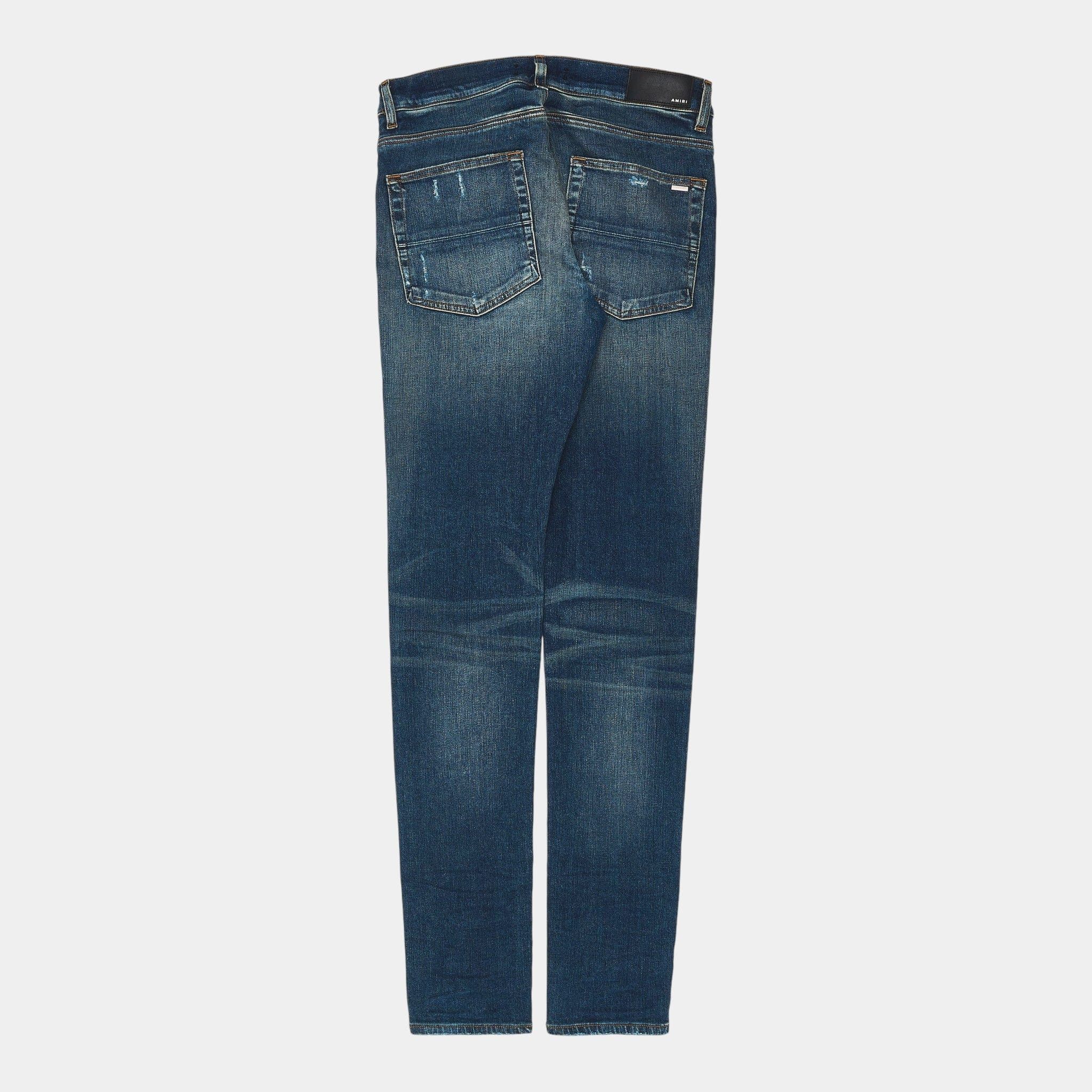 Amiri MX1 Yellow Ultra Suede Patch Dark Indigo