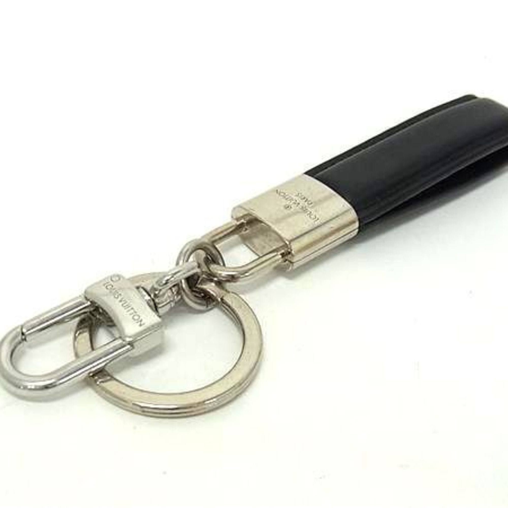 Louis Vuitton LOUIS VUITTON Dragonne LV Padlock Keychain M00745 Black Leather and Metal Men's Key Ring Size ONE SIZE - 2 Thumbnail