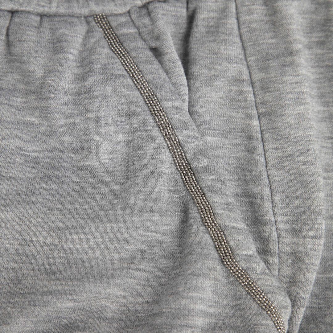 Brunello Cucinelli Grey Jersey Bead Trim Joggers Size 27" / US 4 / IT 40 - 3 Thumbnail