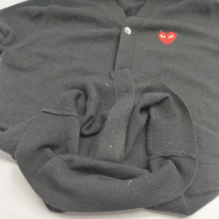 Comme des Garcons PLAY Comme des Garçons Play Black Wool Cardigan 0079 Size US L / EU 52-54 / 3 - 13 Thumbnail