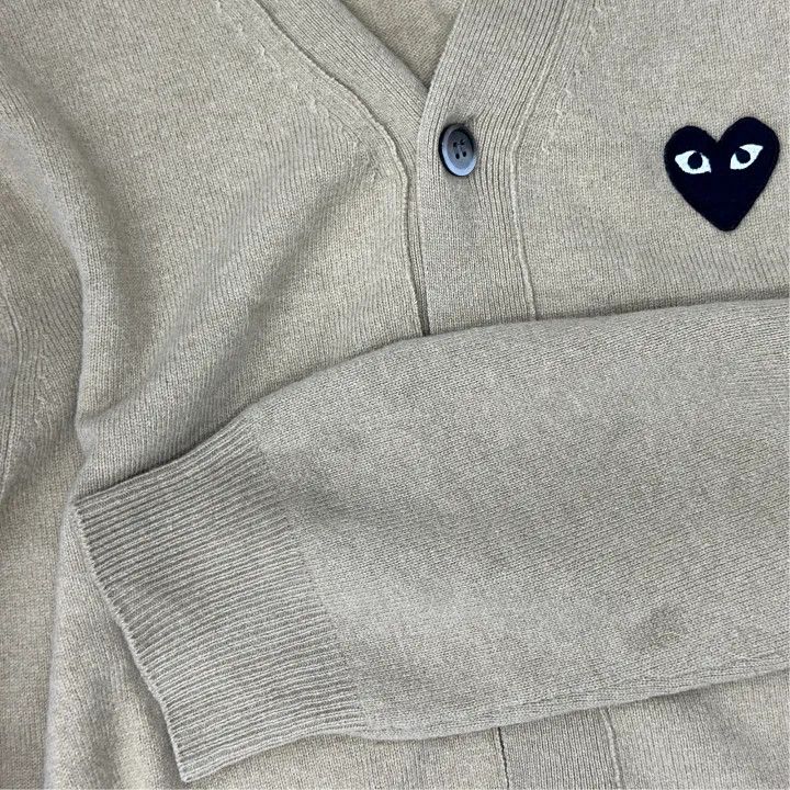 Comme des Garcons PLAY Comme des Garçons Play Beige Knit Cardigan for Men 0079 Size US L / EU 52-54 / 3 - 5 Thumbnail