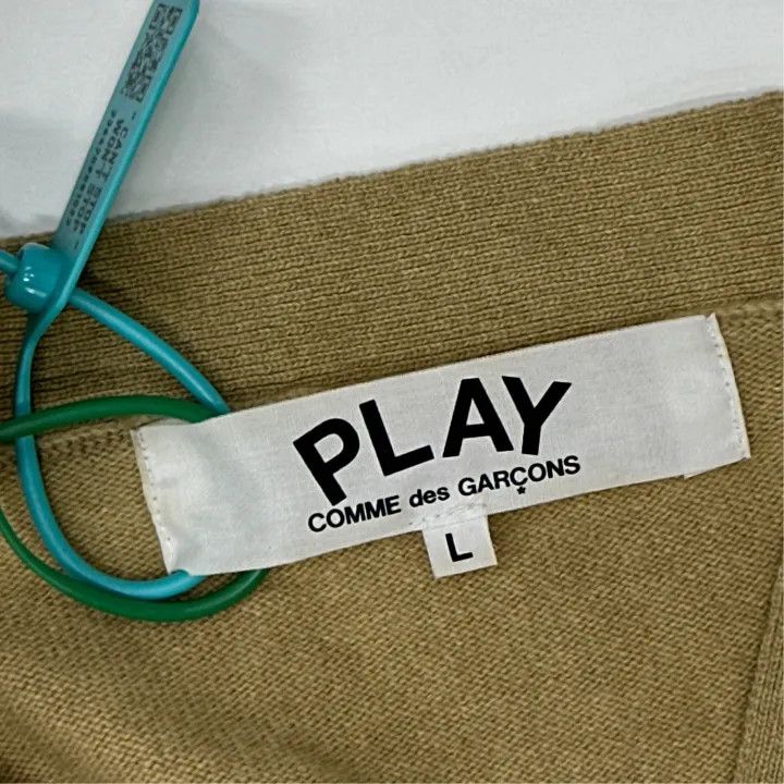 Comme des Garcons PLAY Comme des Garçons Play Beige Knit Cardigan for Men 0079 Size US L / EU 52-54 / 3 - 3 Thumbnail