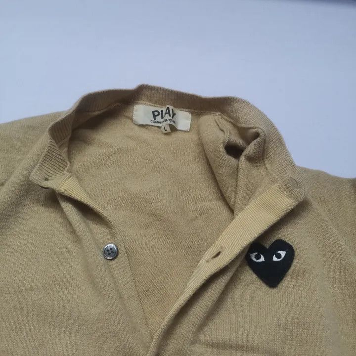Comme des Garcons PLAY Comme des Garçons Play Beige Heart Cardigan 0079 Size L / US 10 / IT 46 - 7 Thumbnail