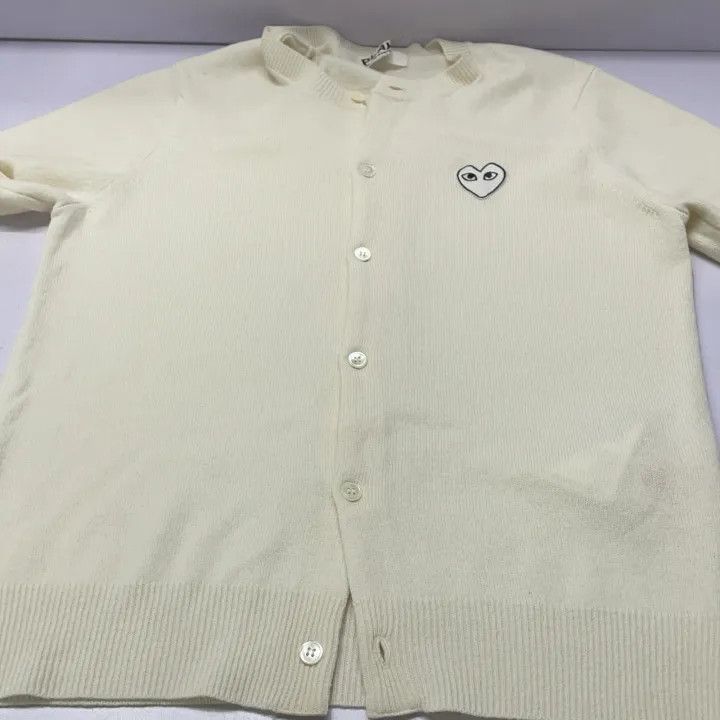 Comme des Garcons PLAY Comme des Garçons Play White Knit Cardigan 0079 Size L / US 10 / IT 46 - 10 Thumbnail