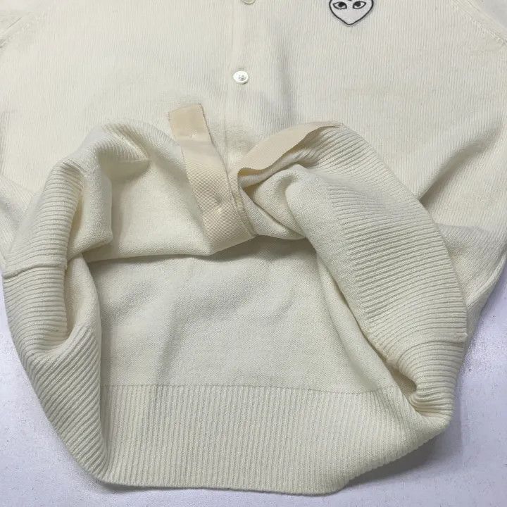 Comme des Garcons PLAY Comme des Garçons Play White Knit Cardigan 0079 Size L / US 10 / IT 46 - 11 Thumbnail