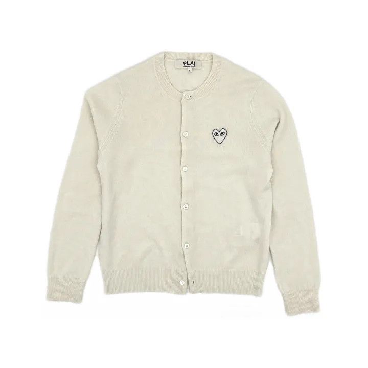 Comme des Garcons PLAY Comme des Garçons Play White Knit Cardigan 0079 Size L / US 10 / IT 46 - 2 Thumbnail