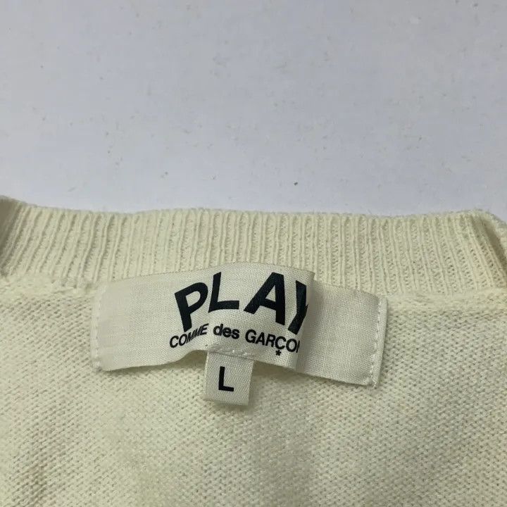 Comme des Garcons PLAY Comme des Garçons Play White Knit Cardigan 0079 Size L / US 10 / IT 46 - 4 Thumbnail