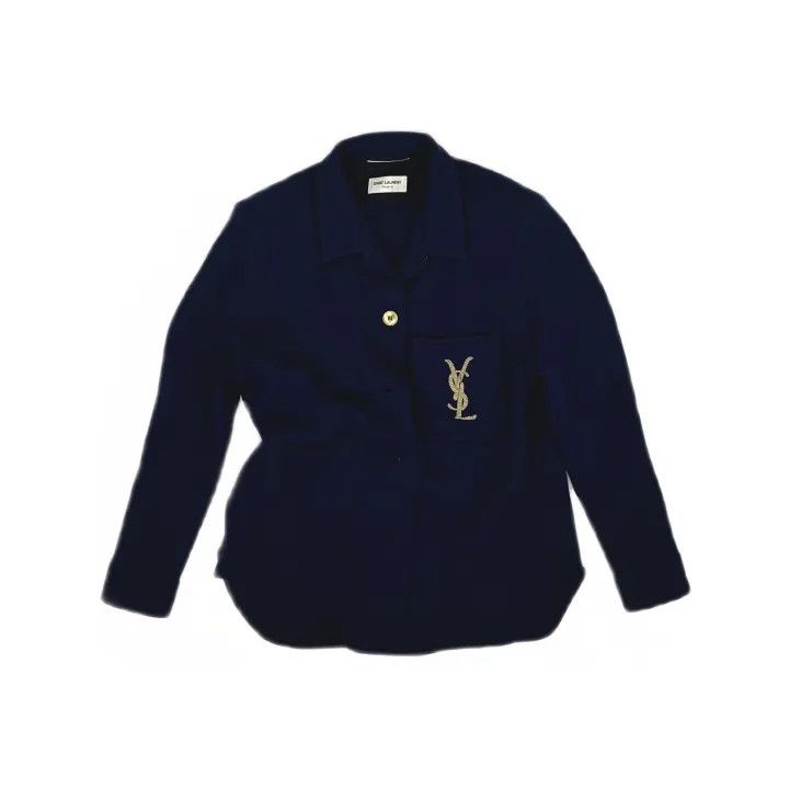 Saint Laurent Paris Saint Laurent Monogram Wool Embroidered Shirt 0079 Size S / US 4 / IT 40 - 2 Thumbnail